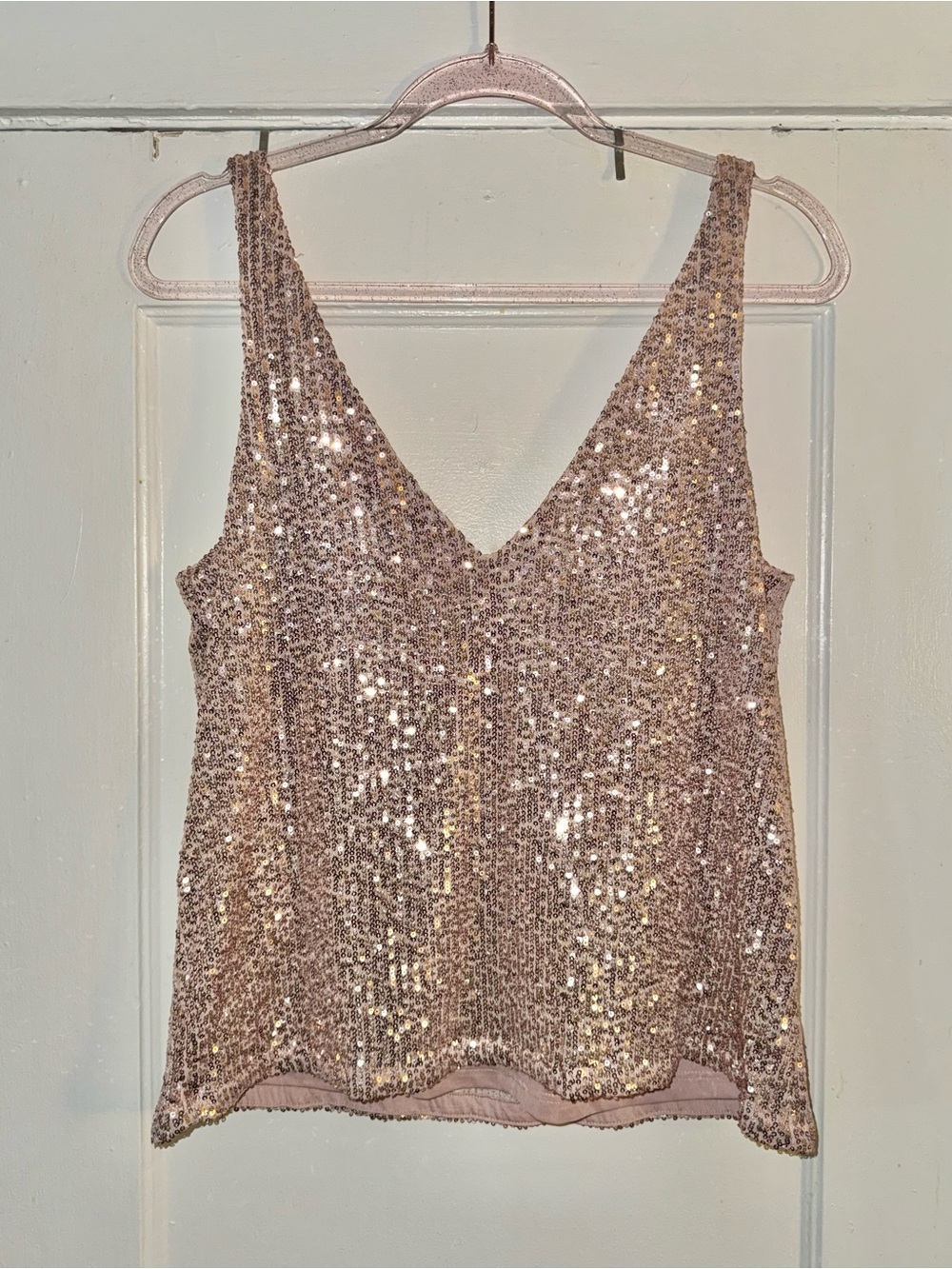 H&M Rose Gold Sequin V-Neck Camisole NWT